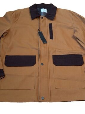 Men's Day & Age Brown Contrast-Collar Full Zip Jacket - Medium